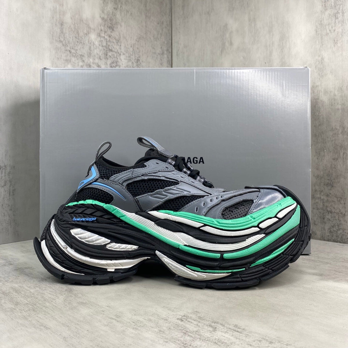 Balenciaga Platform Reduced Sneakers Black Grey Green