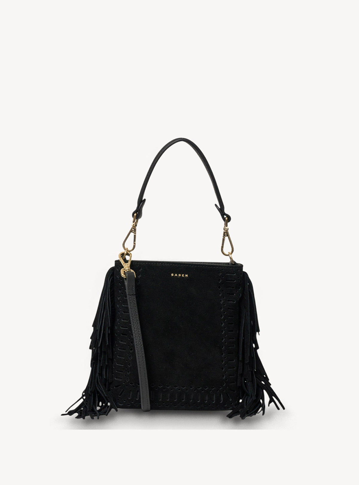 Saben Coco Mini Bag Suede + Fringe Black