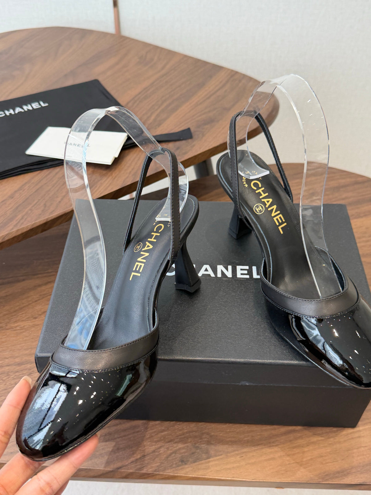 Chanel 2026 Back Strap High Heels Sheepskin Patent Leather 833962
