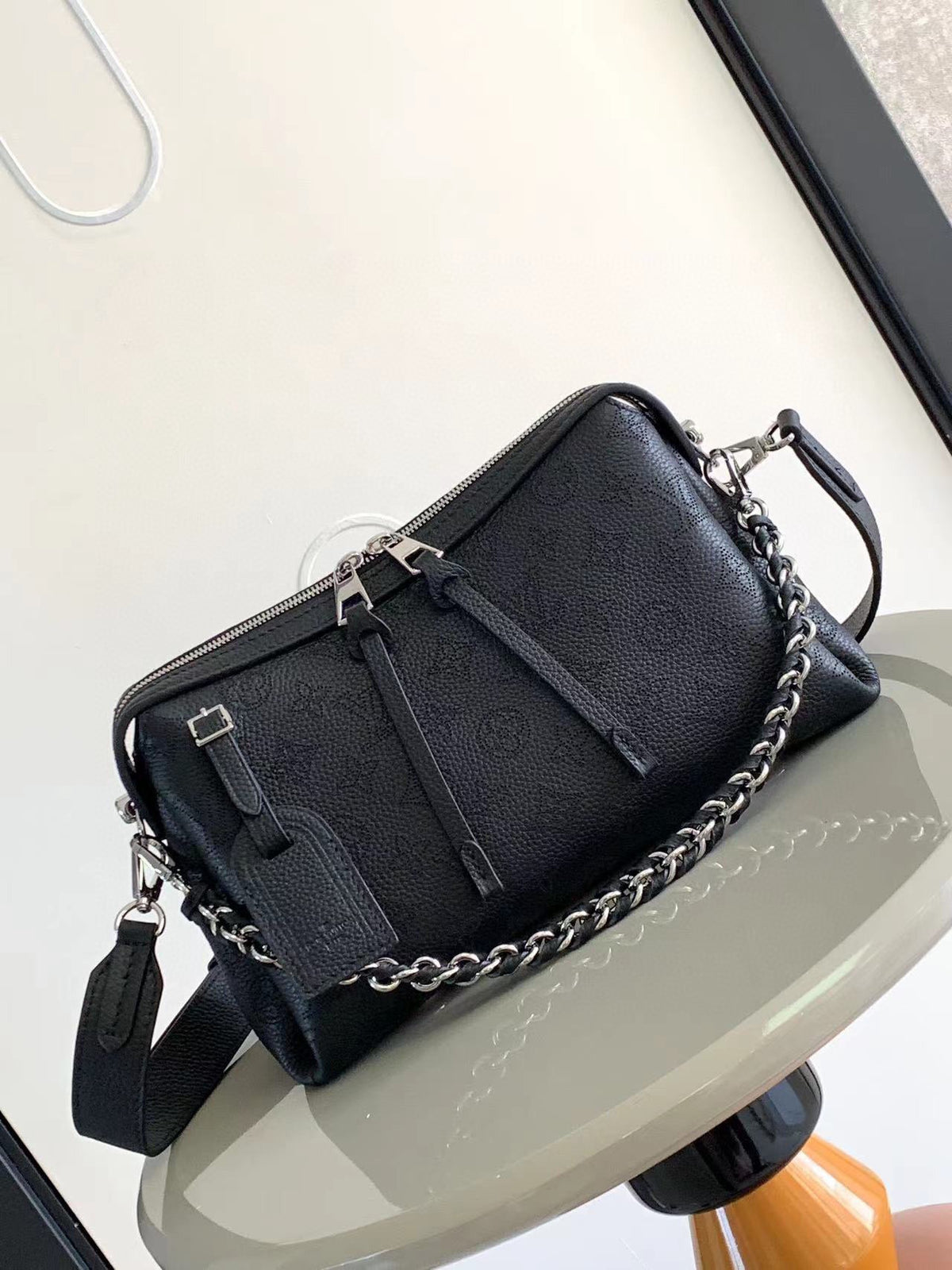 Louis Vuitton Hand It All PM Perforated Mahina Calfskin Leather Black