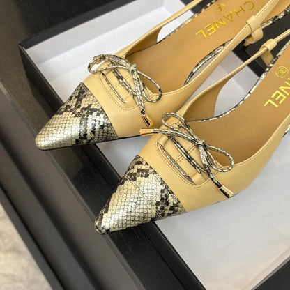 CC 2026 High Heeled Slingback 65 Sheepskin Snake Leather