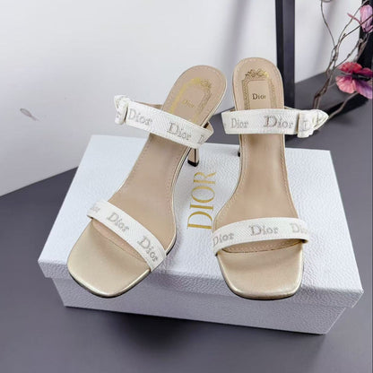 Dior 2026 High Heel Sandals 95mm Canvas Sheepskin 939032