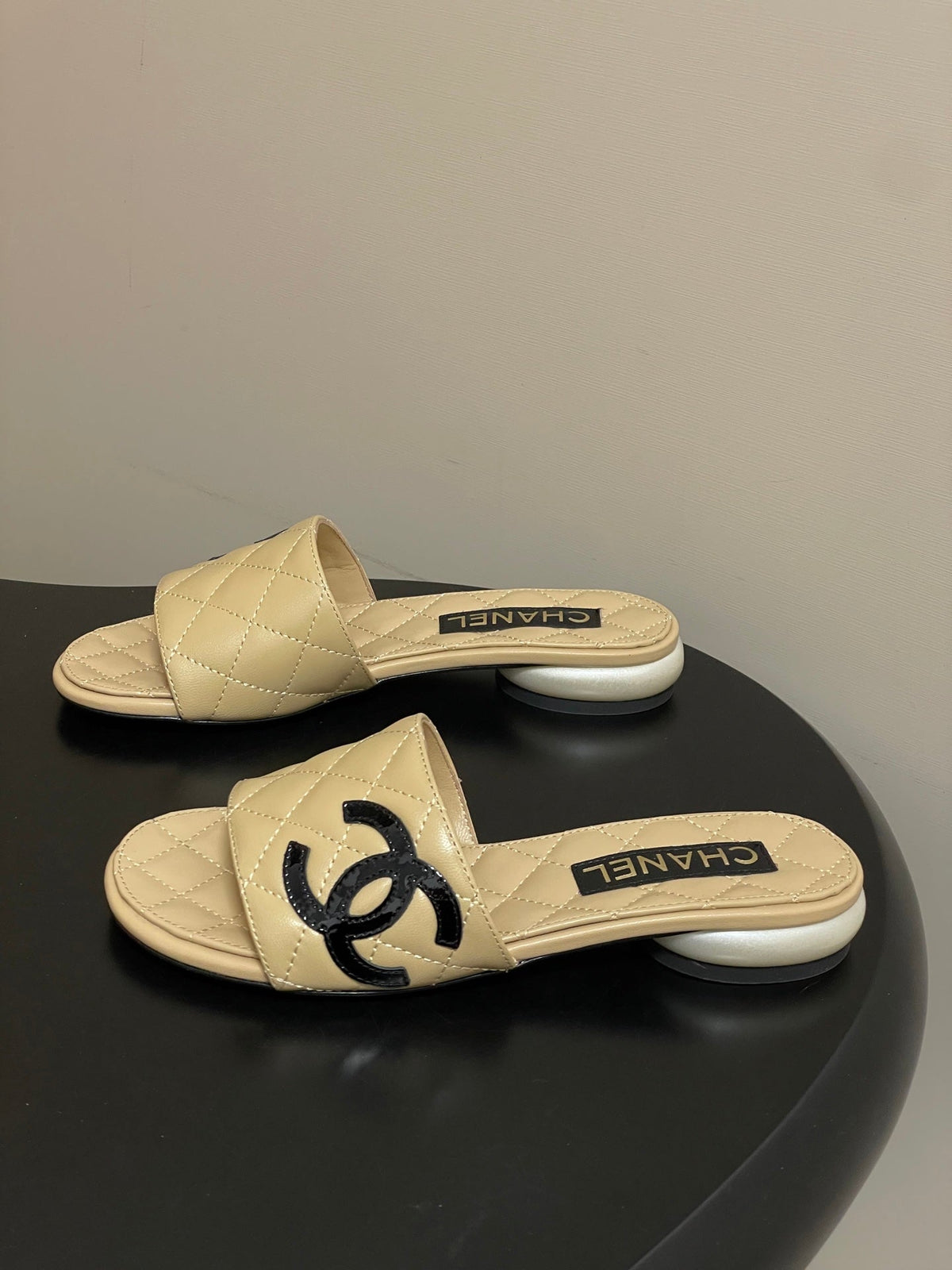 CC 2026 Pearl Flat Sandals Lambskin  Double C Logo