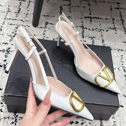 Valentino 2026 VLogo Signature 80mm Slingback Pumps Grained Leather 880648