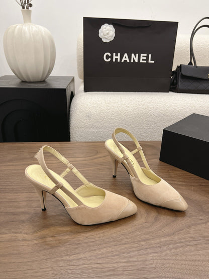 Chanel 2026 Slingback 90mm Suede Sheepskin 191448