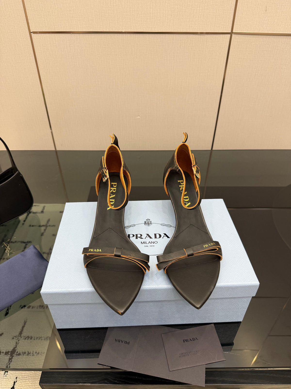 Prada 2026  Pointed-Toe High Heels Sandals 30mm Cowhide 791728