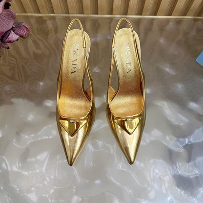 Prada 2026 Slingback Pump 100mm Metallic Leather 854181
