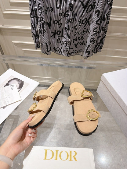Dior 2026 Medaillon Buckle Slide Sandal Calfskin 919025